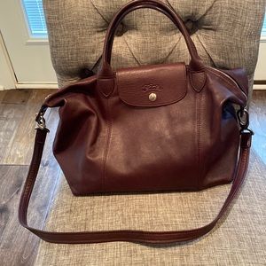 longchamp le pliage cuir bag